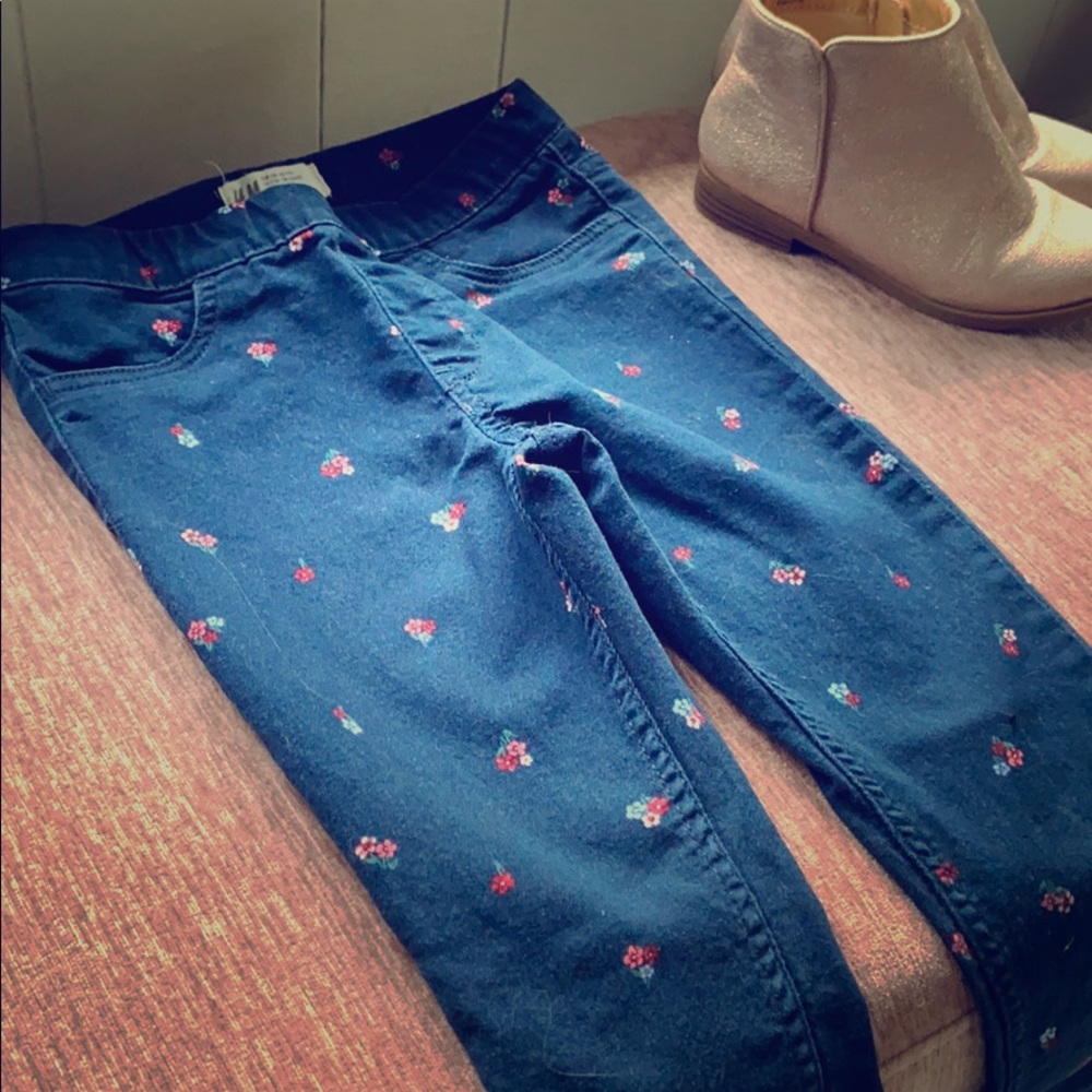Slim Fit Navy Blue With Flower Jegging / Legging